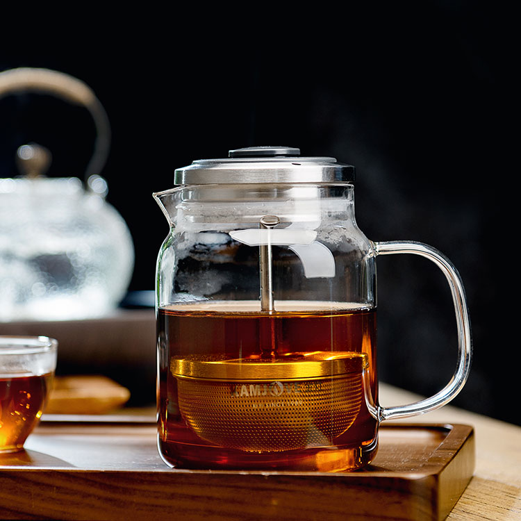 Hand Blowe Borosilicate Glass Teapot Resistant Leaf Tea Transparent Clear 